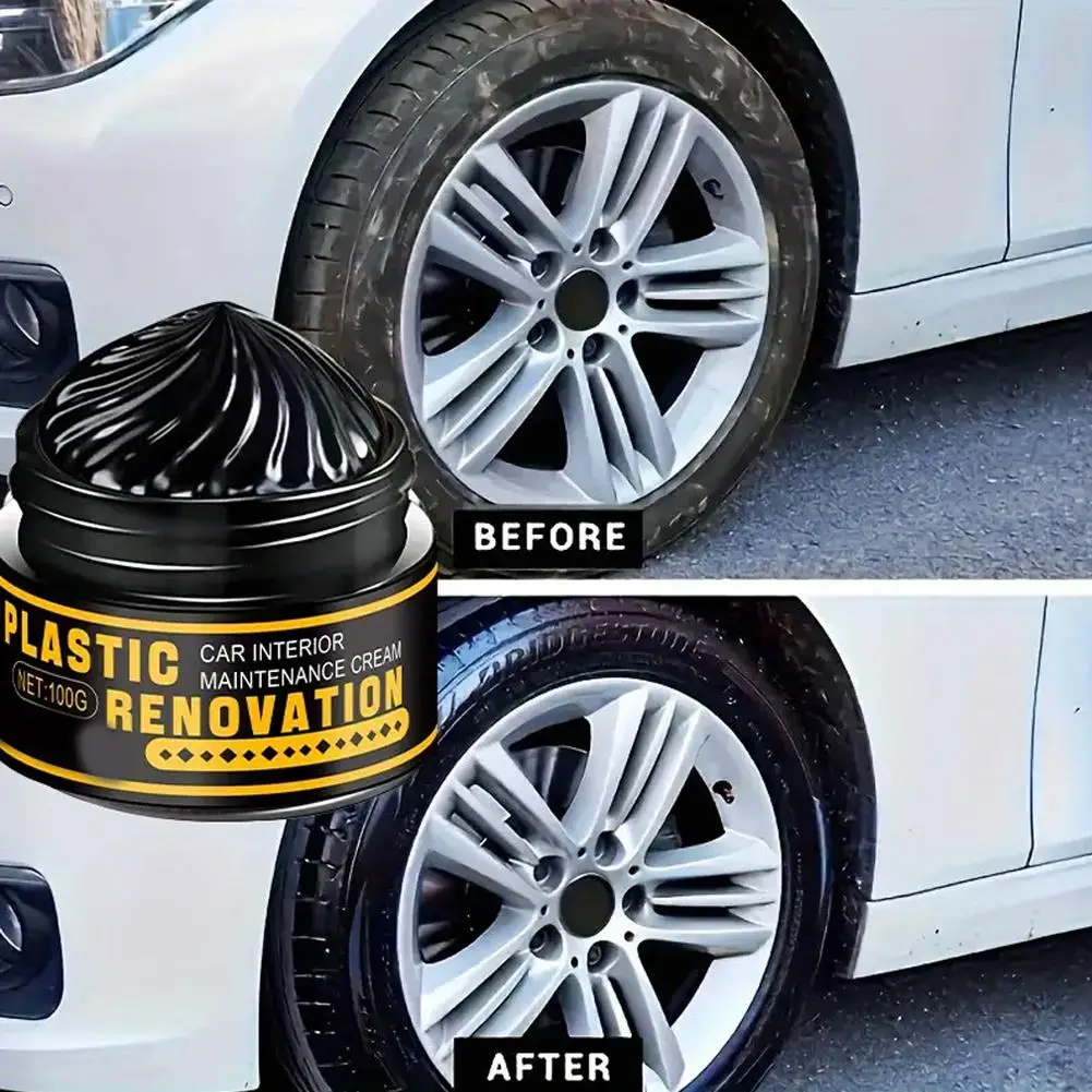 Car plastic and rubber repair agent - black gloss paste, tire repair, anti-fading oxidation - for bumpers, mirrors, and trim