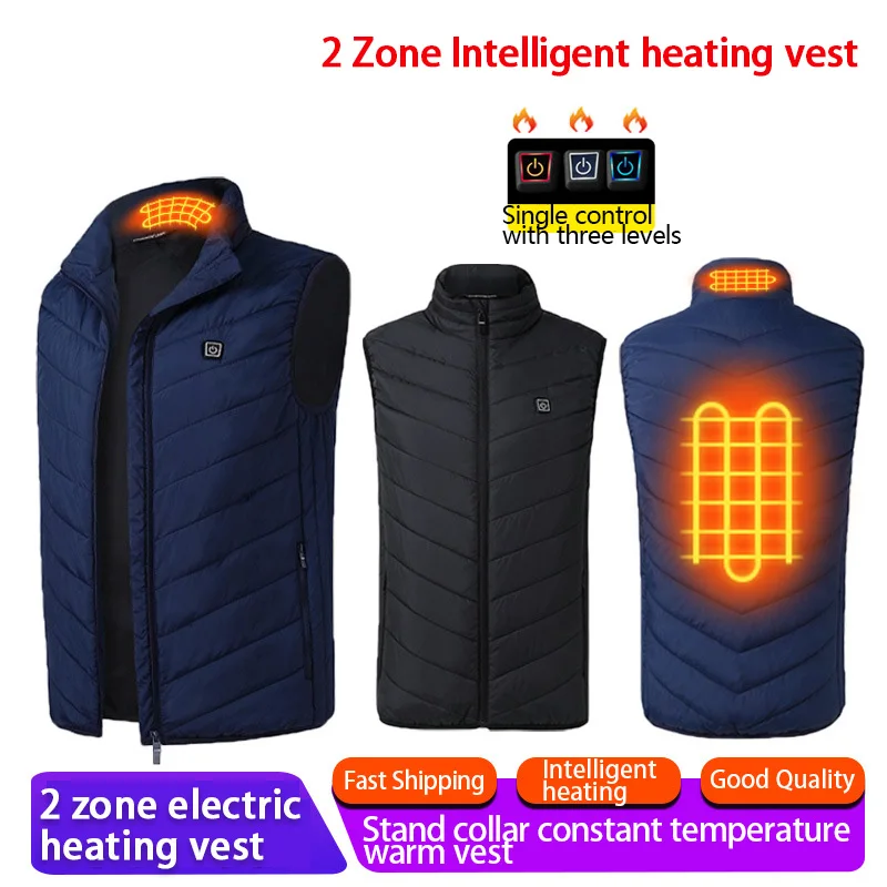 

Heated Cotton Vest Men USB Infrared 2 Heating Areas Vest Coat for Women Winter Intelligent Electric Heating Thermal Warm Clothes
