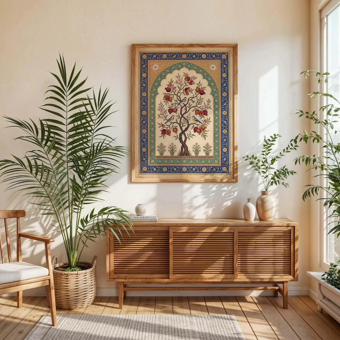 Retro Islamic Persian Pomegranate Tree Wall Art Print Canvas Painting Poster Picture For Bedroom,Living Room Home Decor