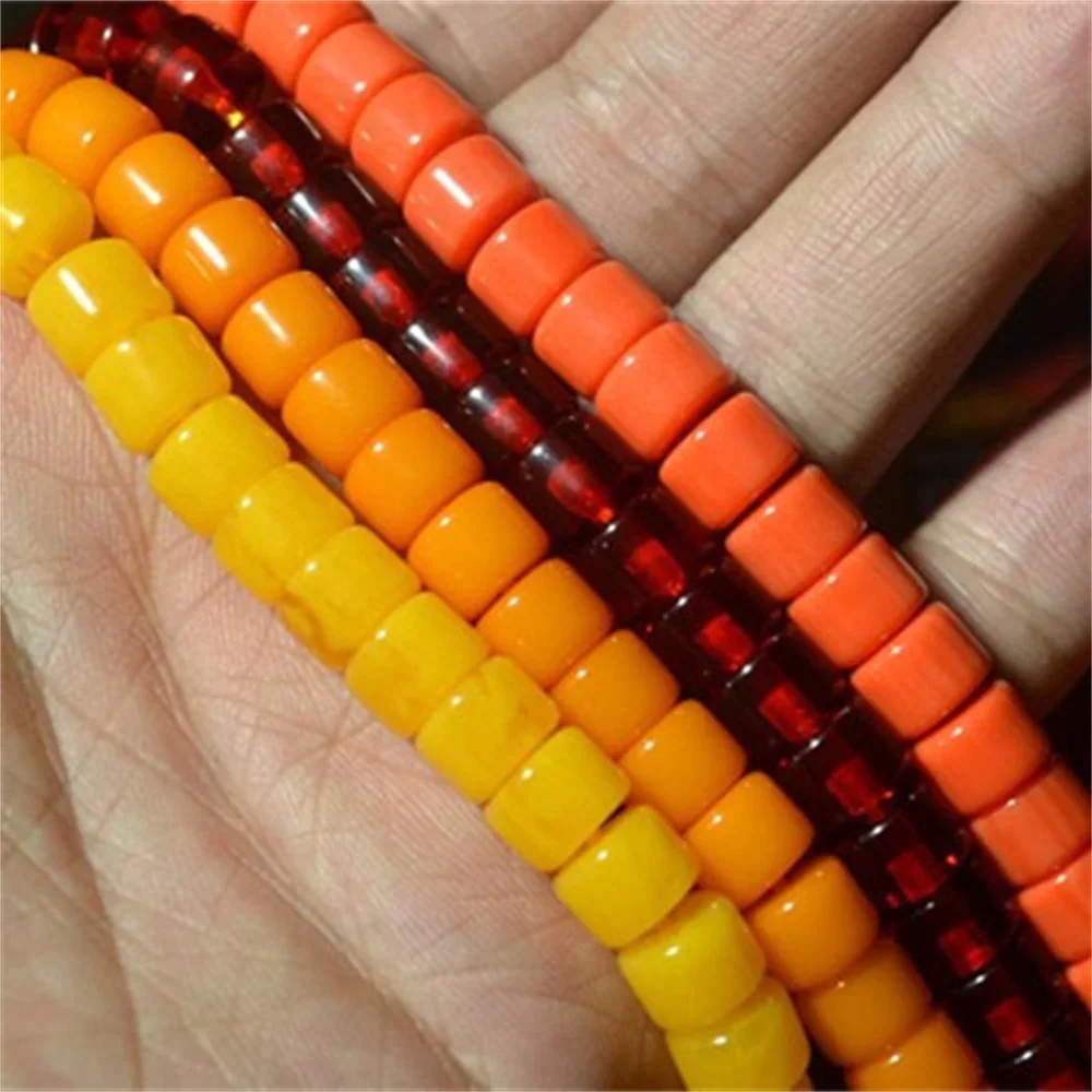 Imitation Amber Ivory Charm 6-8mm Cylinder Gems Trendy Abacus Spacer Loose Bead DIY Jewelry Making Necklace Bracelet Crimp & End