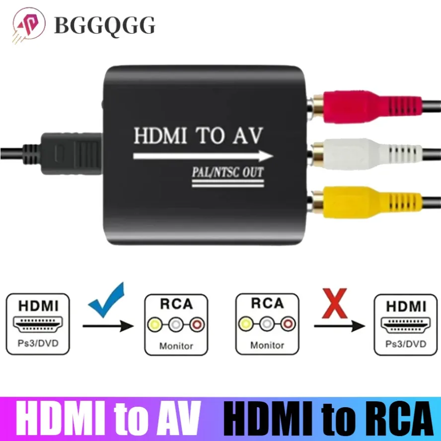 HDMI To RCA AV CVSB L/R Video 1080P Scaler Converter Box HD HDMI to AV Video Composite Adapter HDMI2AV Adapter Support NTSC PAL