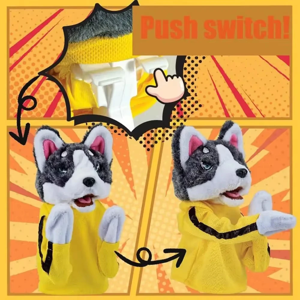 Kung Fu Husky Dog Hand Puppet Marionette Boxing Animal Happy Props Sound Making Gloves Puppetry Performance Birhday Gifts Rewaed view 3