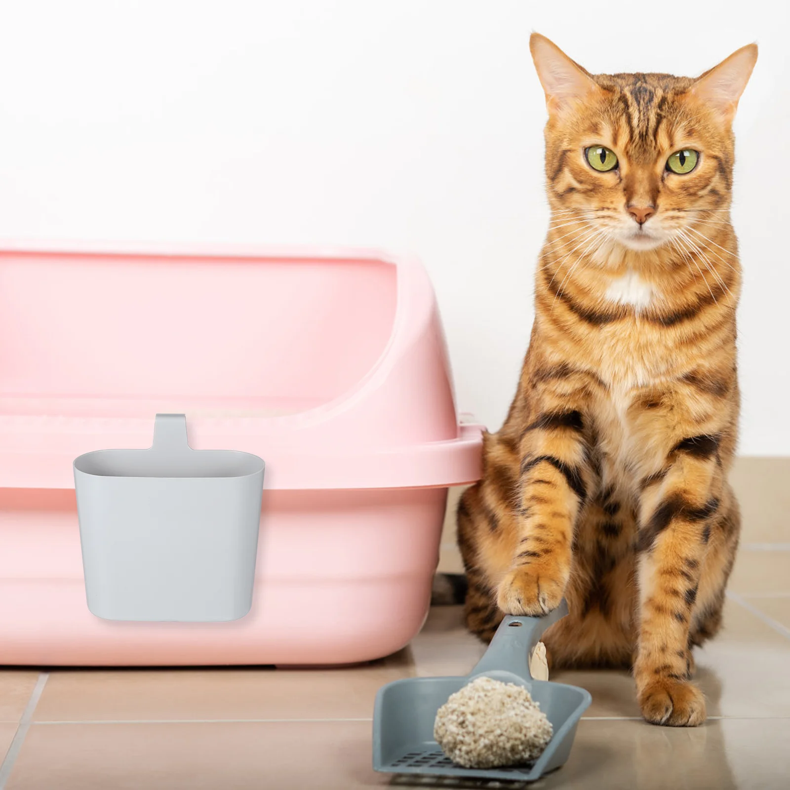 Base de colher para maca de gato, lata de lixo, suprimentos para animais de estimação, suporte de armazenamento, recipiente