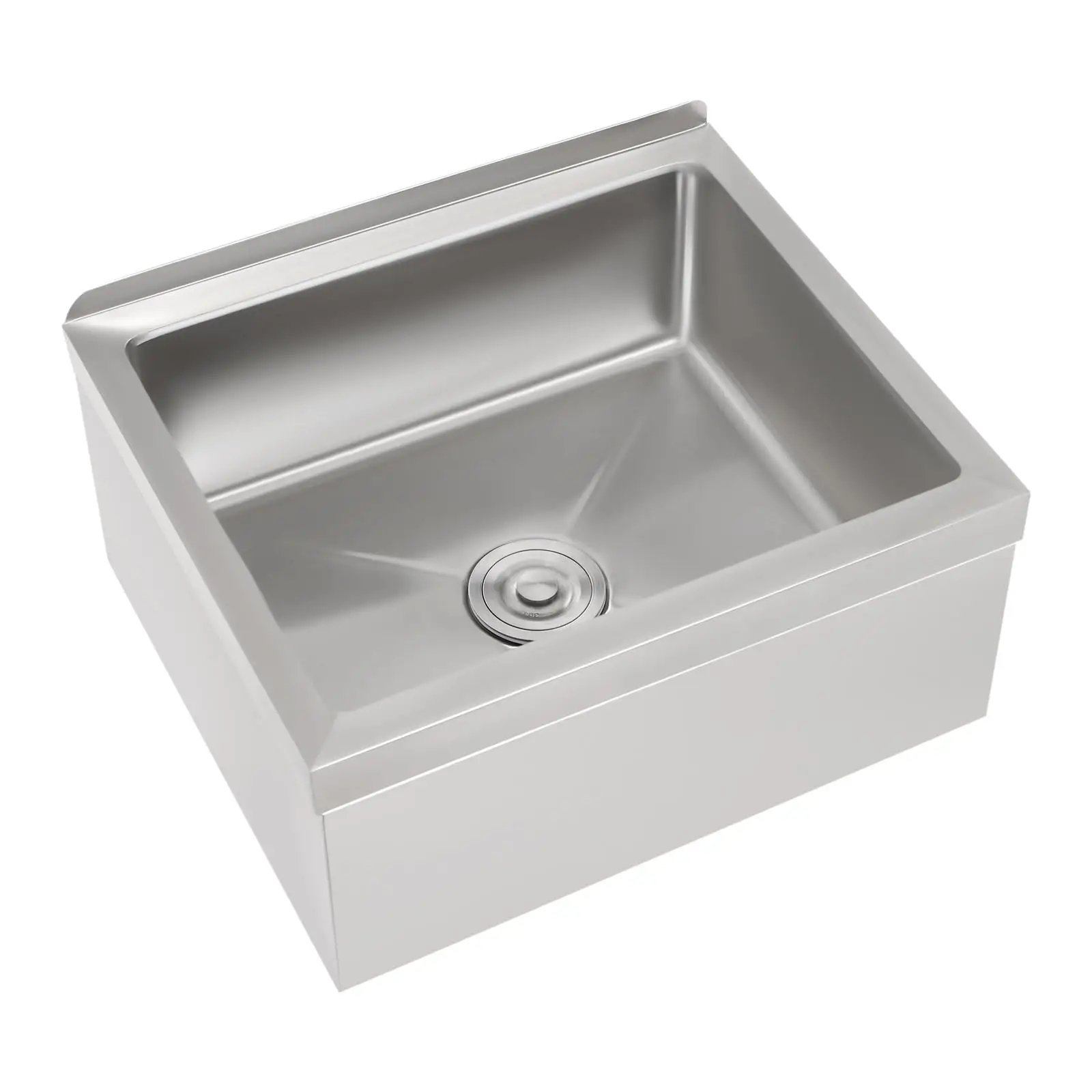 

Commercial Floor Mop Sink 19x22x12in, 304 Stainless Steel Utility Mop Basin with Drain Assembly Wall-Mounted 8" Deep Tub for Res