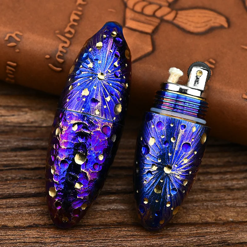 

Star Sky Limited Mini Titanium Fuel Oil Lighter Waterproof Moisture Proof EDC Tool with Sealed Compartment for Medicine