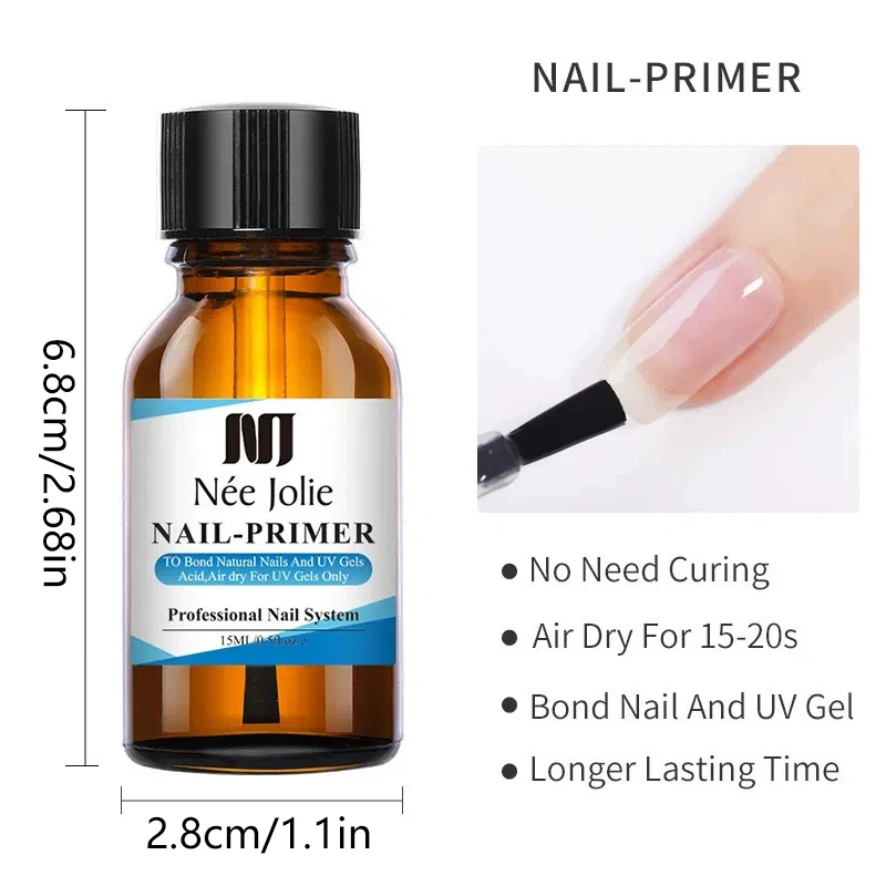 15ml Nail Primer Nail Prep Dehydrate Base Top Coat Gel Nail Polish No Need Of UV LED Lamp Nail Art Varnish Manicure
