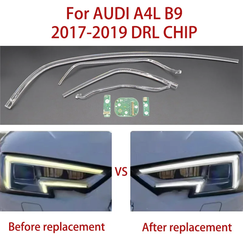 White Light FOR AUDI A4L B9 2017-2019 Car DRL CHIP Light Guide Tube Angel Eyes Daytime Running Chip Ballast Module Parts