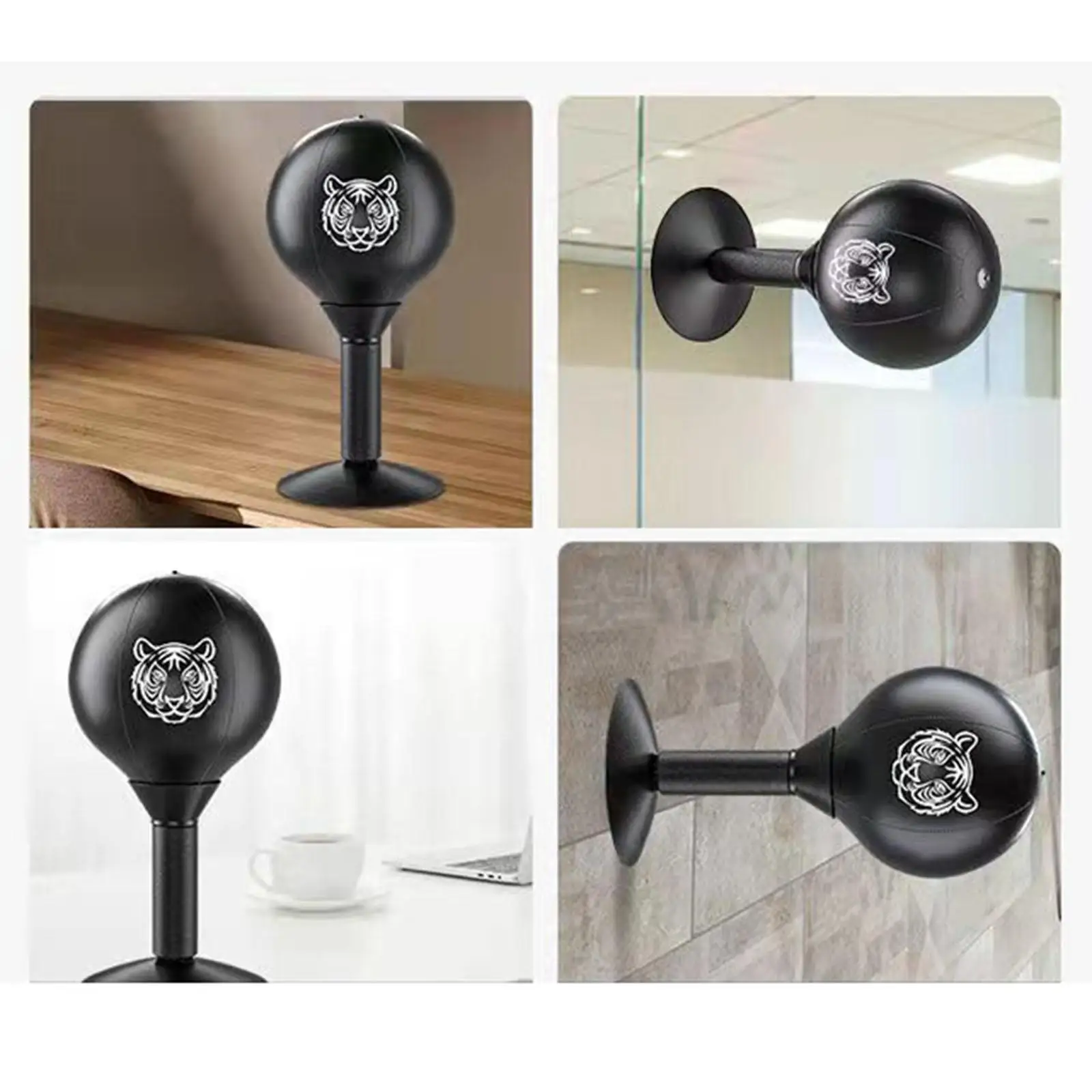 Desktop Punching Bag Table Boxing Punch Ball Suction Gear PU Leather Home Gym