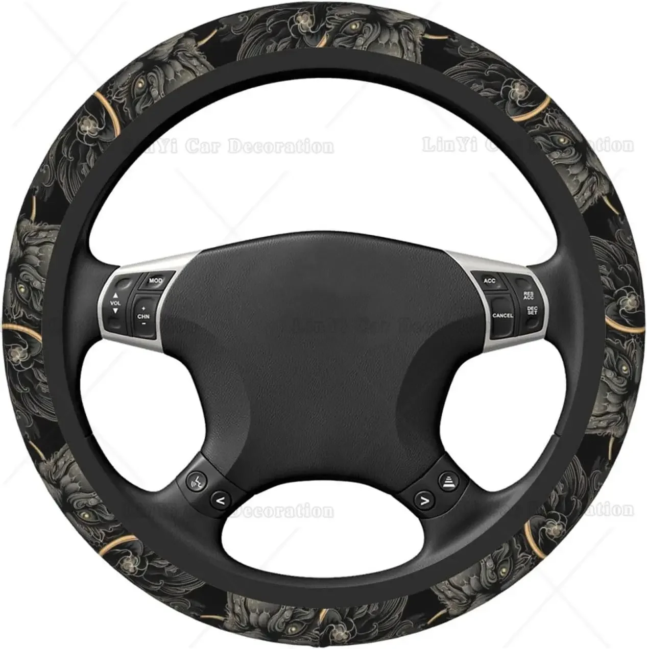 Hand Drawn Dragon Steering Wheel Cover Elastic Stretch  Anti-Slip Steering Wheel Protector Universal 15 Inch for Cars Truck SUV