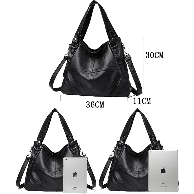 Large Capacity Women's Shoulder Bag Soft Leather Handbag Women's Car Sewing Messenger Bag Solid Color Casual Women Shopping Bags