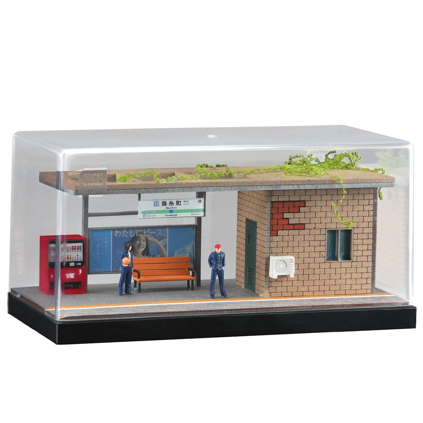 ديوراما 1:64 مقياس محطة مترو الانفاق نموذج اليابانية منصة الهواء الطلق بناء موقف السيارات المشهد نموذج سيارة عرض القضية #5