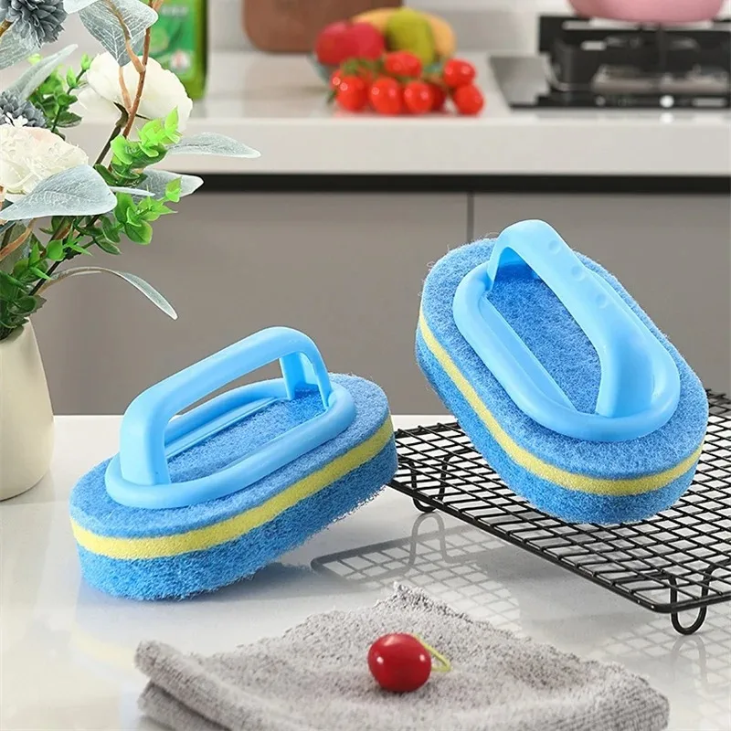 TILONDEX 1/2/3PCS Handheld Scrub Sponge Brush, 3-Layer Composite Heavy Duty Cleaning Scourer for Kitchen & Bathroom