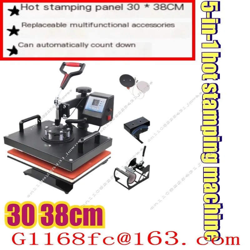 30*38CM 5 in 1 Combo Heat Press Printer Sublimation Machine Heat Press Machine for T-shirts Plates/Cap/Mug/Phone Covers et