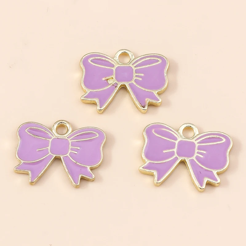 10 stks 18*14mm 5 kleuren Cartoon Emaille Lint Strik Bedels voor Oorbellen Kettingen DIY Handgemaakte Sieraden Maken accessoires