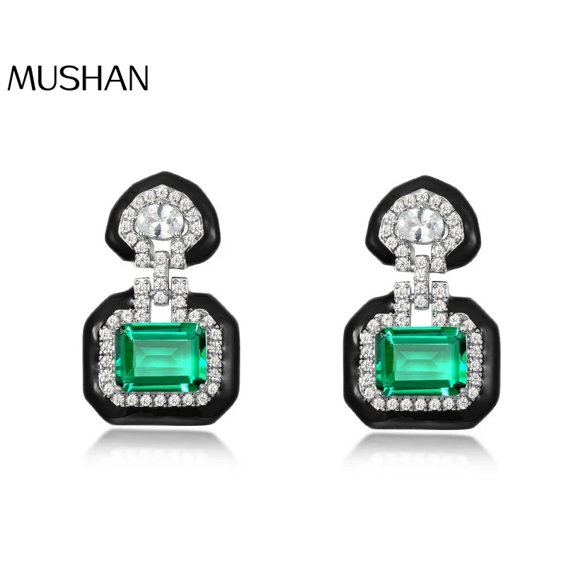 

MuShan Jewelry 925 Sterling Silver Earrings Lab Grown Ruby Heart Evening Wear for Women 18K Gold Plated Anniversary Earrings
