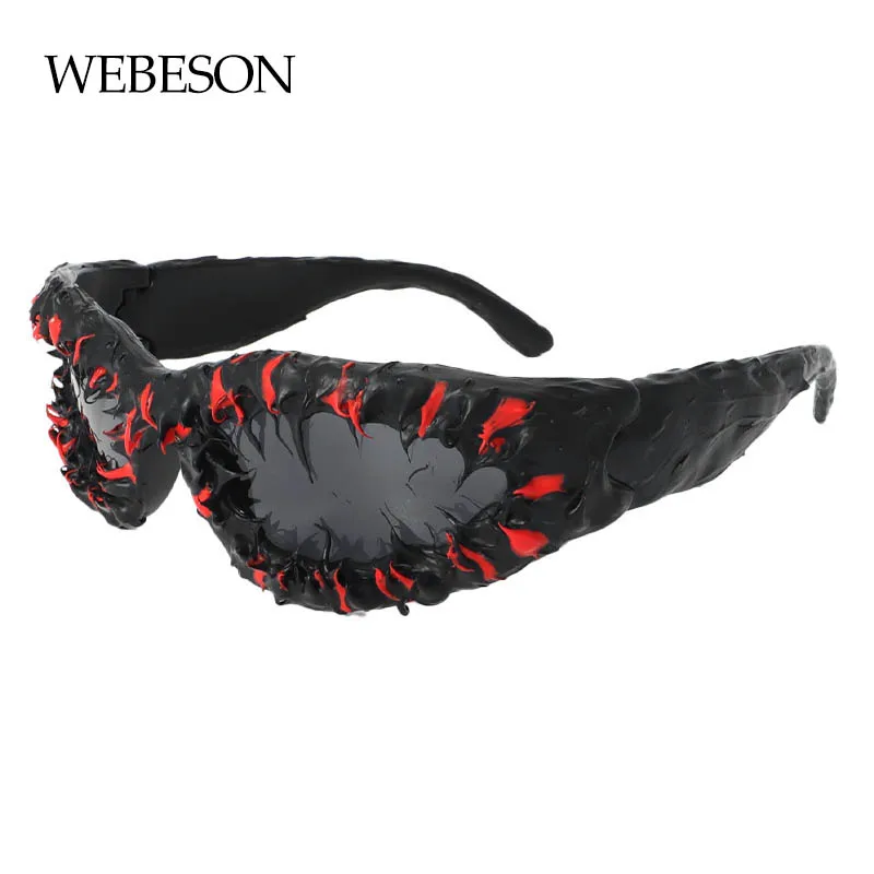 

WEBESON 2025 Handmade Brand Design Trendy Sunglasses Dark Mutant Drip Gel Sun Glasses Venom Spot Halloween Eyeglasses