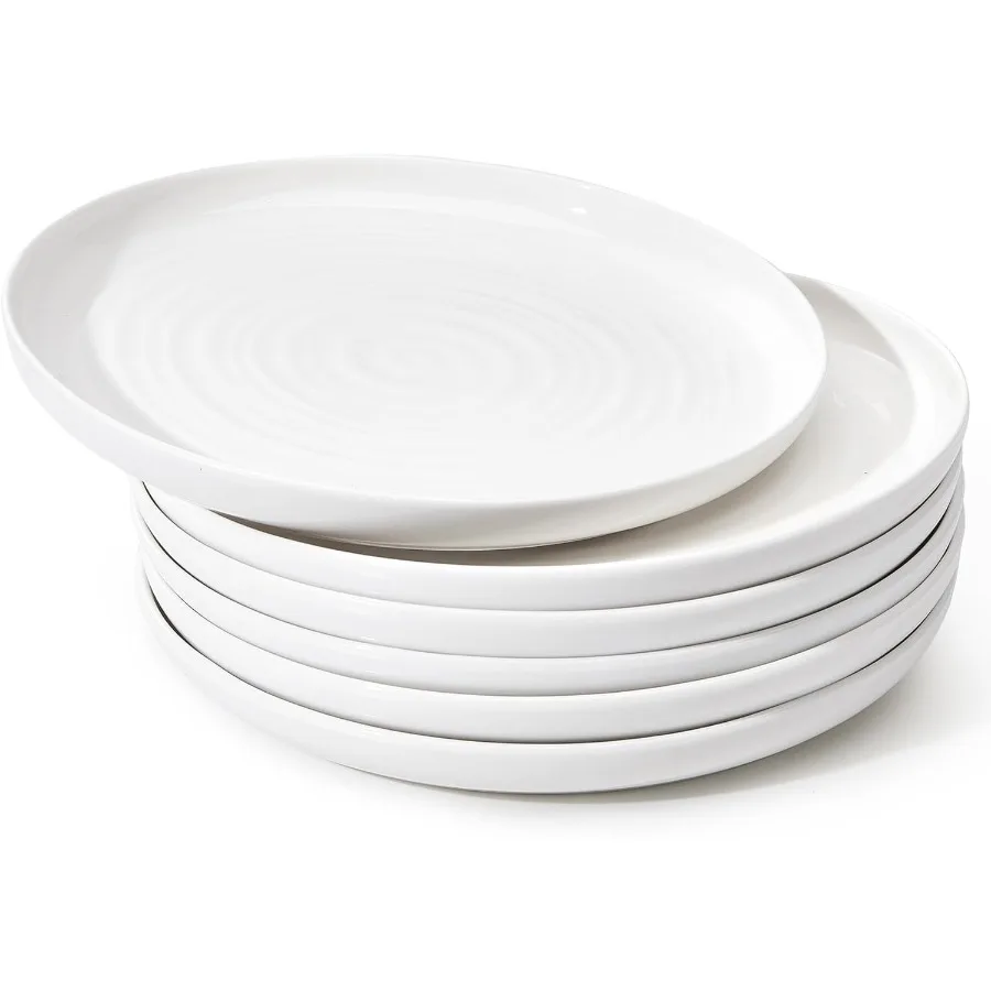 

7.8 Inch Porcelain Round Salad Plates Set of 6 for Desserts and Small Appetizers Microwave and Dishwasher Safe Scratch Resistan