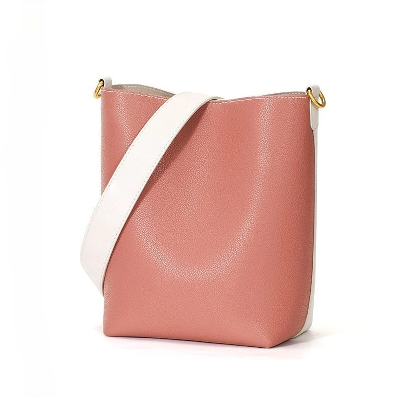 

Сумка-ведро в розовом и белом цветах с золотистой фурнитурой, регулируемым ремнем, стильная, универсальная, для свиданий и на каждый день, женская, милая, модная, новинка 2026 года