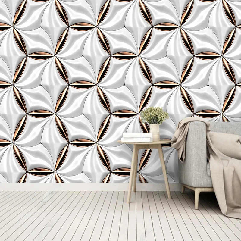 Custom 3D Photo Wallpaper White Light Luxury Metal Modern Simple Art Background Wall TV Sofa Home Decor 3D Papel Pintado Pared