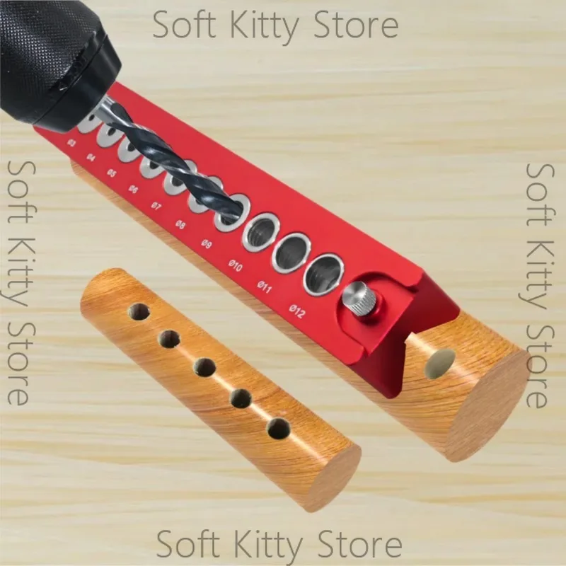 Dowel Drill Block Drilling, 3-12mm Self Centering Doweling Jig Kit Drill Jig with Positioning Rod Straight Holes Biscuit Joine