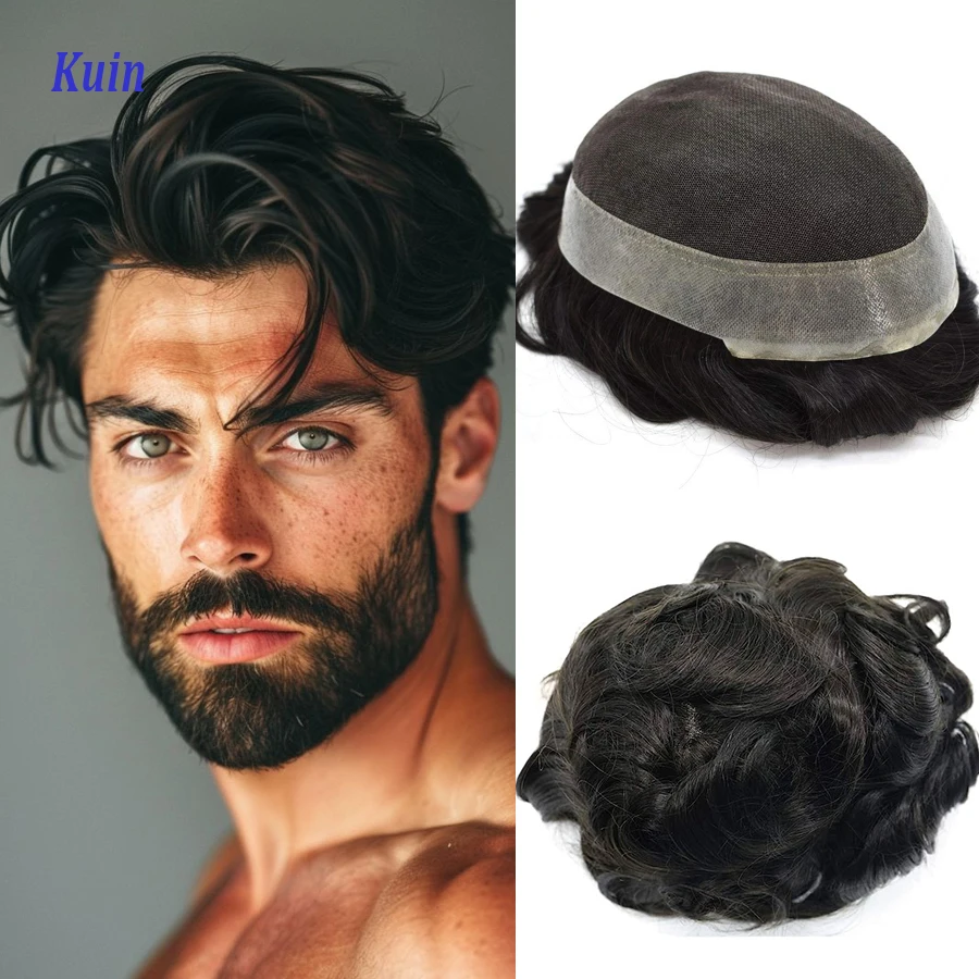 Breathable French Lace PU Base Wigs For Men Australia Natural Hairline Replacement System Unit Male Hair Prosthesis