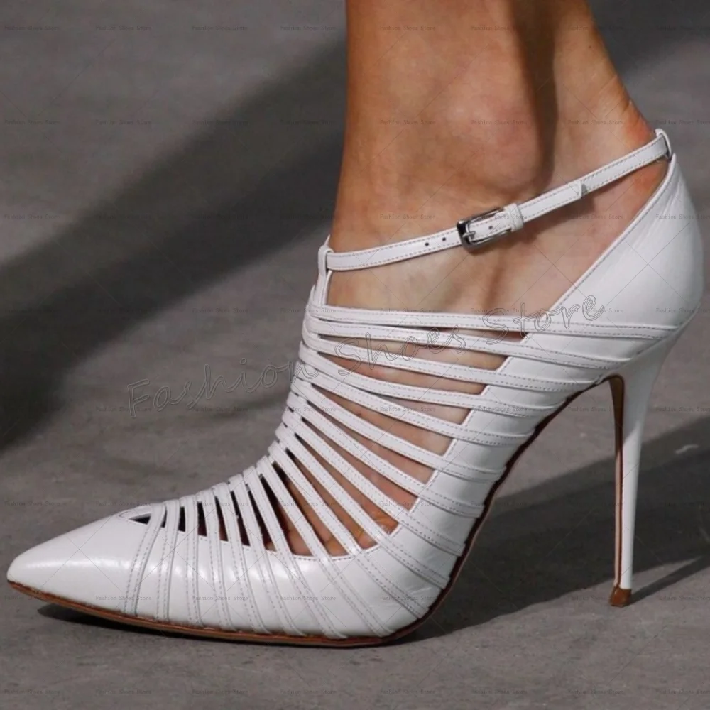 Czarne ażurowe czółenka z ostrym noskiem, matowa skóra, cienkie wysokie obcasy, buty na wysokim obcasie dla kobiet, obcasy 2025, nowe Zapatos Para Mujere