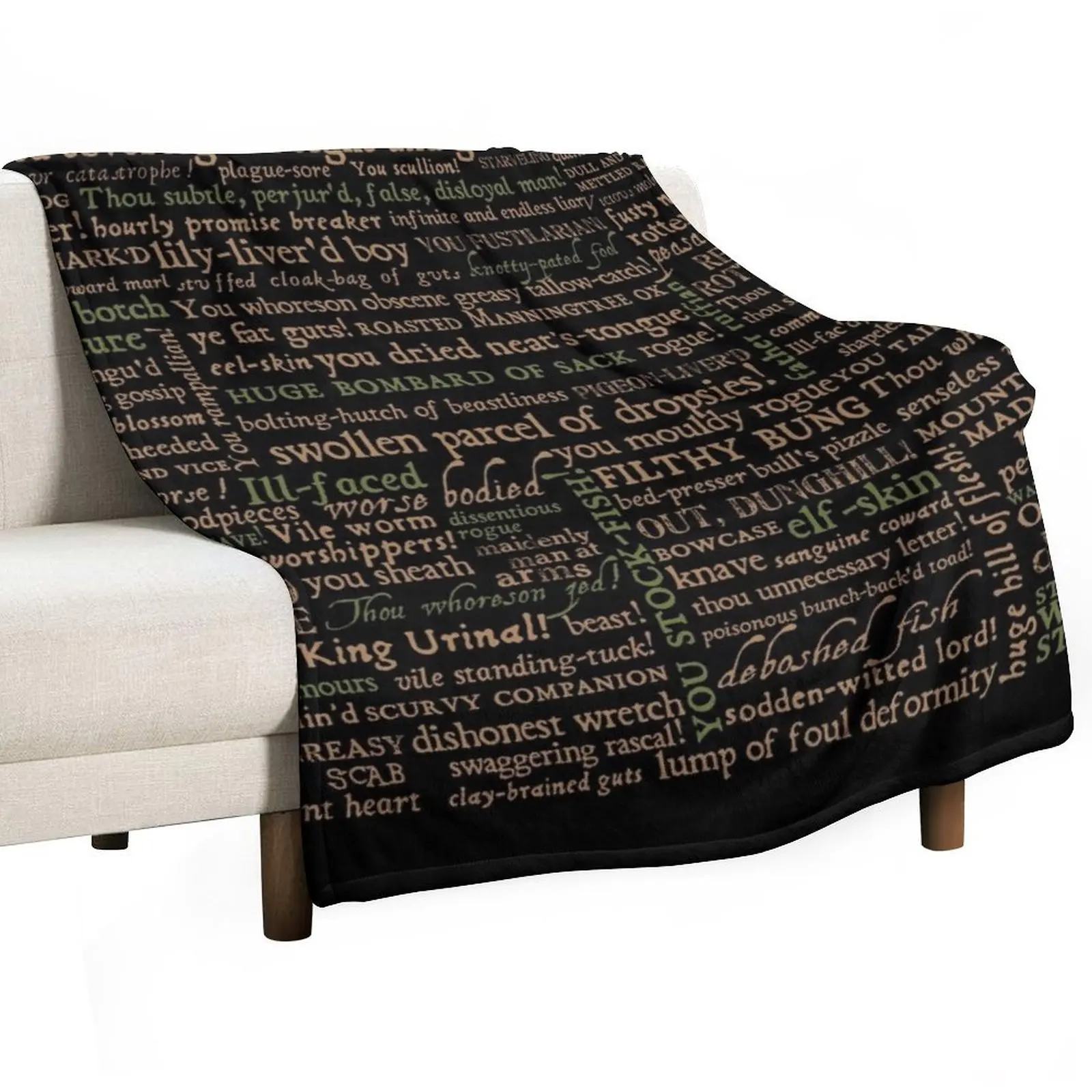 Shakespeare Insults Dark - Revised Edition (by incognita) Throw Blanket Cute Plaid Quilt Vintage Blankets