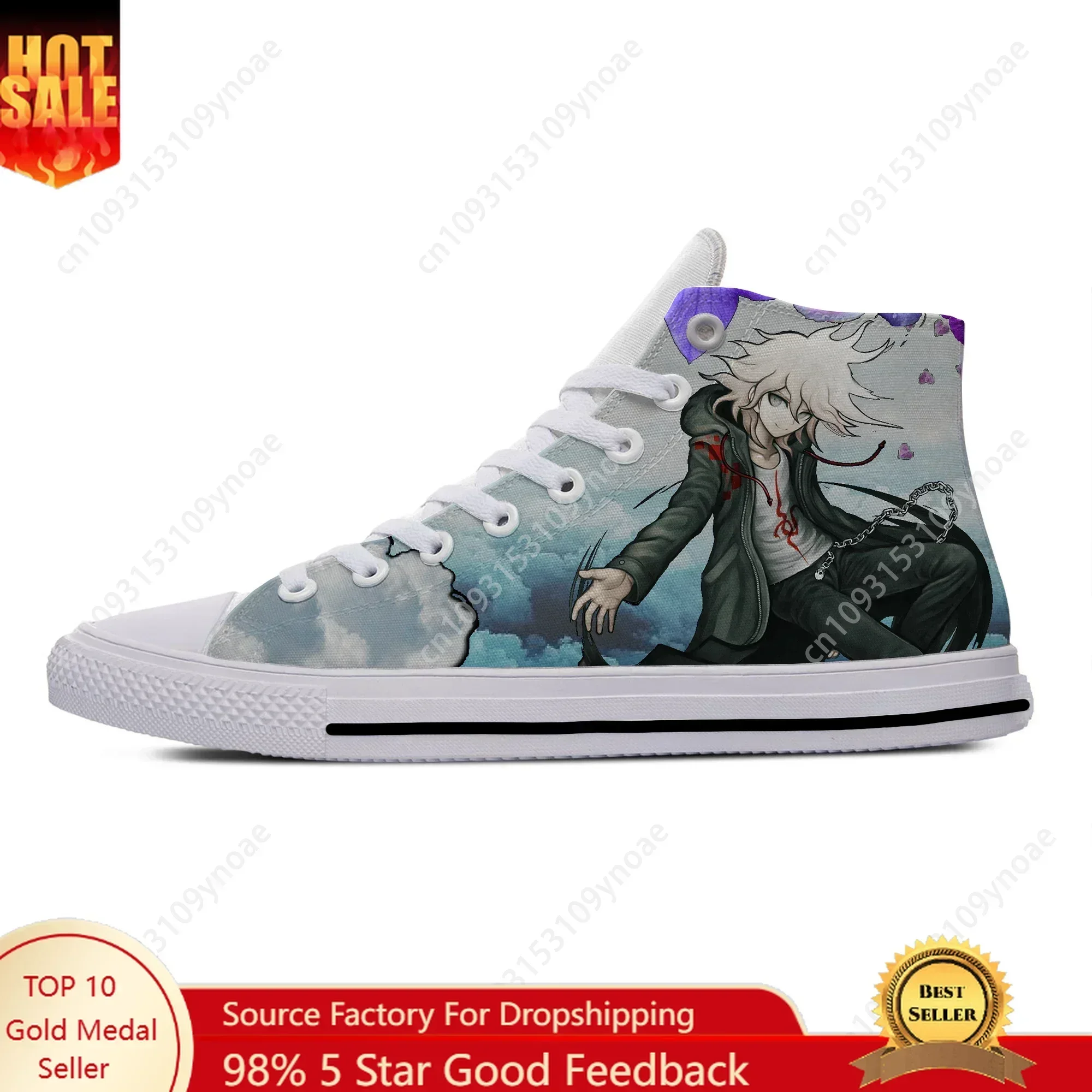 

Hot Cool Anime Manga Game Danganronpa Nagito Komaeda Funny Breathable Casual Board Shoes High Top Lightweight Men Women Sneakers