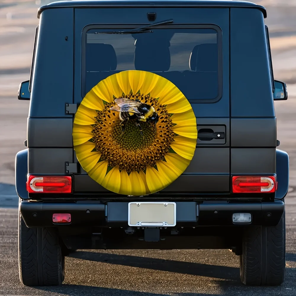 1pc, Good Quality Tire Covers Sunflower Versatile Polyester Fabric,Without Electricity Christmas Gifts Perfect For Truck Tire Co