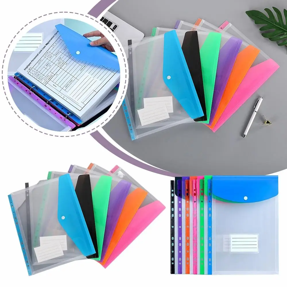 Cartelle a fogli mobili di grande capacità A4 da 6 pezzi con anelli di rilegatura a 11 fori Cartelle colorate trasparenti in materiale PP moderno per ufficio