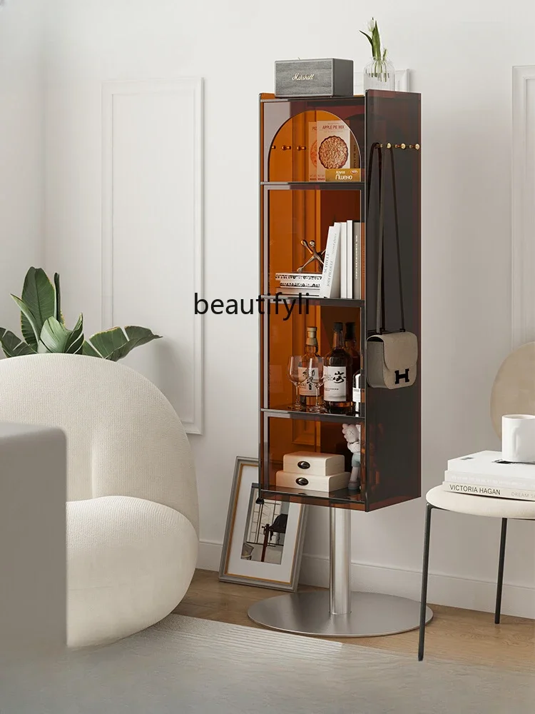 

ss7304 Acrylic Floor Rotary Mirror Cabinet Living Room Side Cabinet Locker Bookshelf Integrated Dressing Mirror