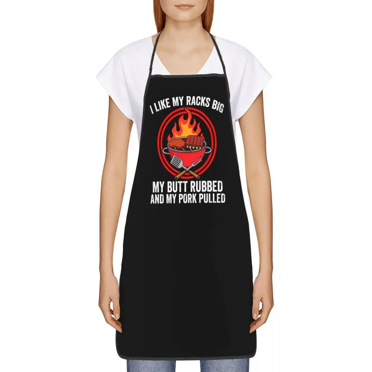 Custom Bib I Like My Racks Big My Butt Rubbed Apron Men Women Unisex Adult Chef Kitchen Cooking Funny BBQ Gift Tablier Cuisine