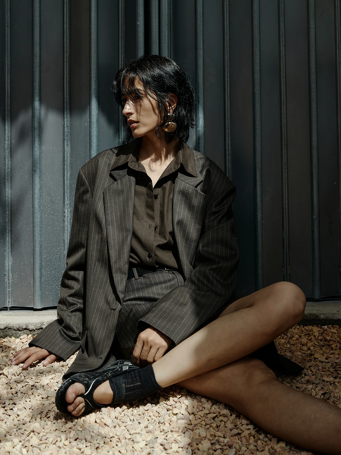 

Ayuko High-Defn Woolen Suit Skirt And Pants Set for Women Commute Sle Autumn Collection Teenage Size with Stripe Pattern