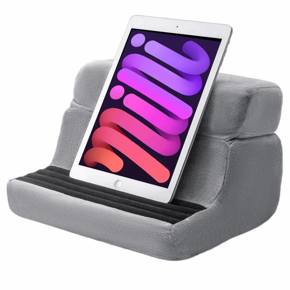 Portable 4 Angles Tablet Pillow Stand Adjustable Foldable E-reader Reading Pillow with Pockets Cushion Reading Holder Office