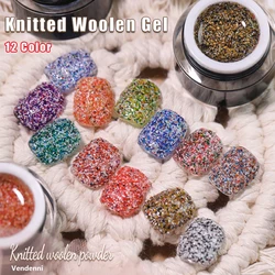 Vendeeni 12 Color Knitted Wool Grain Effect Gel Nail Polish UV Soak Off Gel Lacquer Woolen Plaid Gel Varnish For Nail Art Design