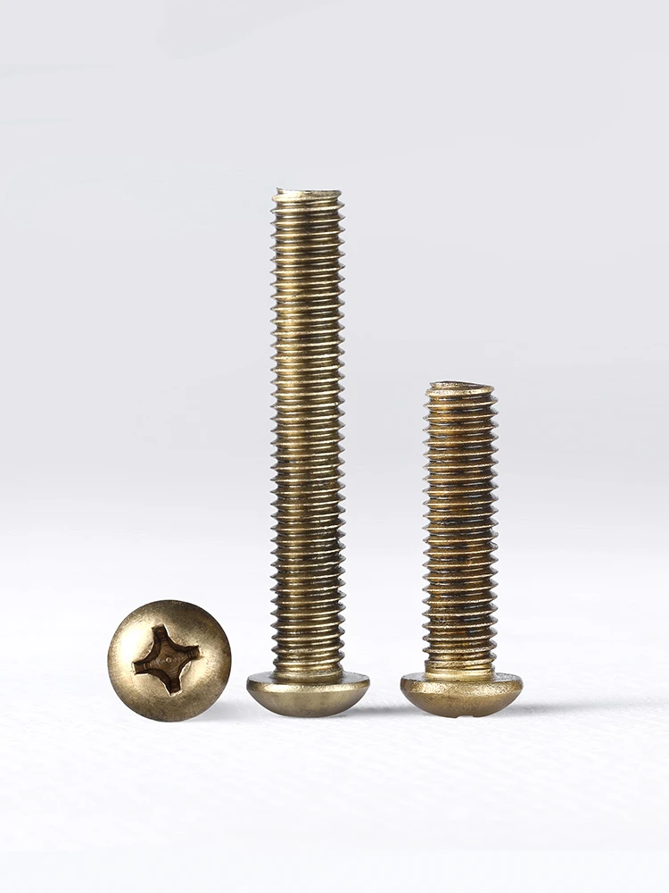 M2 M2.5 M3 M4 M5 M6 Brass Cross Round Head Screw Copper Phillips Pan Head Screw Bolt