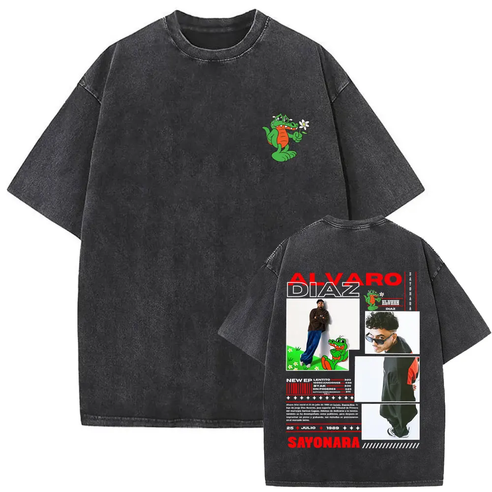 

Retro Washed Alvaro Diaz Sayonara Felicilandia T Shirts Men Women Clothing Hip Hop Rap Oversized Short Sleeve T-shirt Streetwear
