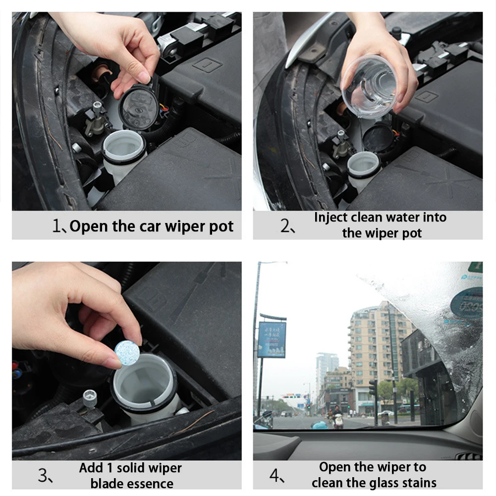 200-10pc Solid Cleaner Car Windscreen Cleaner Effervescent Tablet Auto Wiper Glass Solid Cleaning Concentrated Tablets Detergent image 5