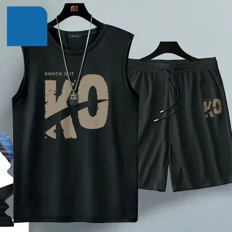 

Men's breathable sportswear - basketball jersey, short-sleeved casual T-shirt + shorts - two-piece set