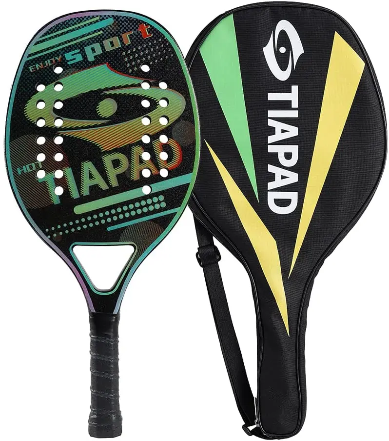 Professional Beach Tennis Racket with Bag, Carbon Fiber, Sand Grit Surface with EVA Memory Foam Core