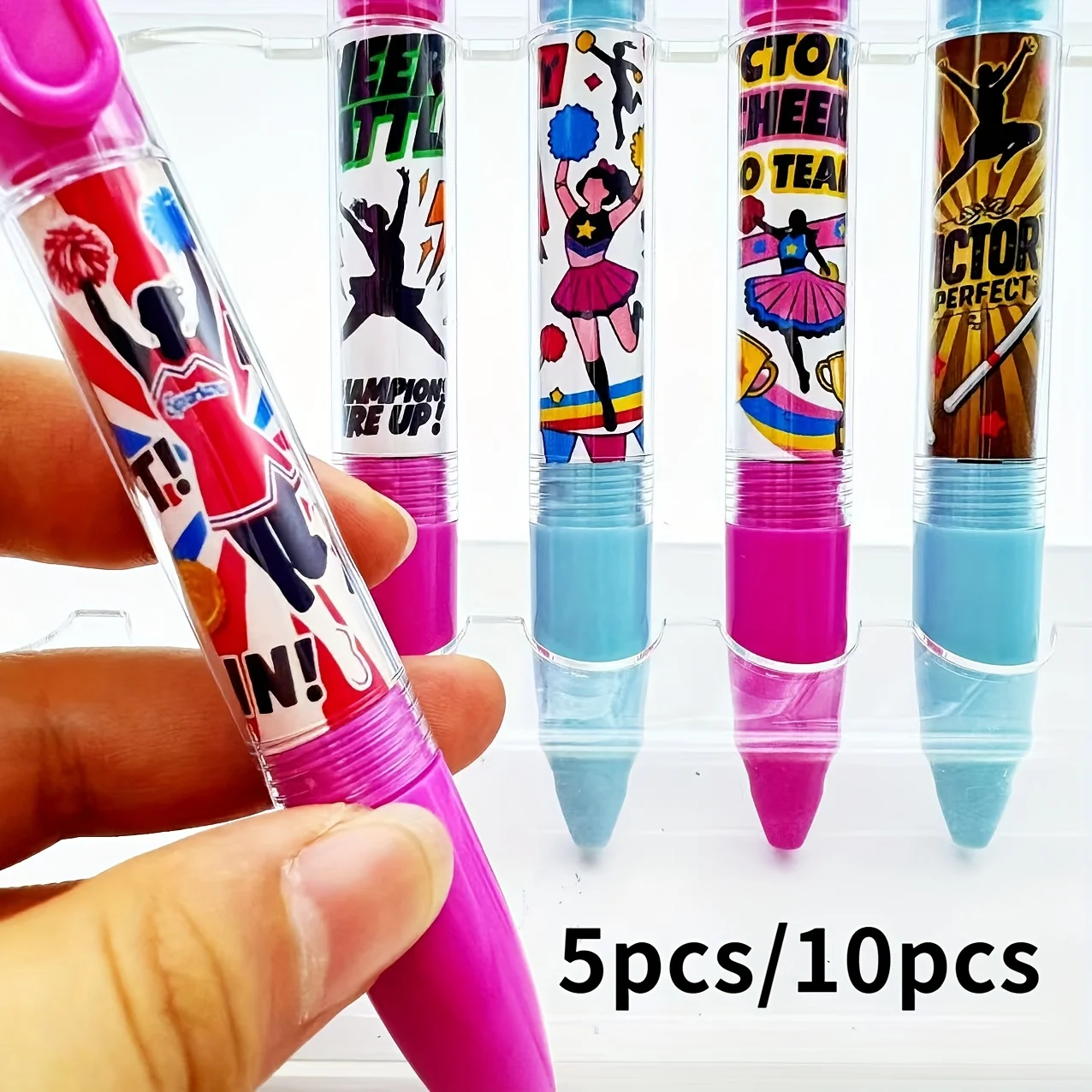 

5 шт./10 шт. шариковые ручки на тему черлидинга, американские черлидинговые граффити, выдвижные ручки, студенческие ручки для письма, подарочные ручки