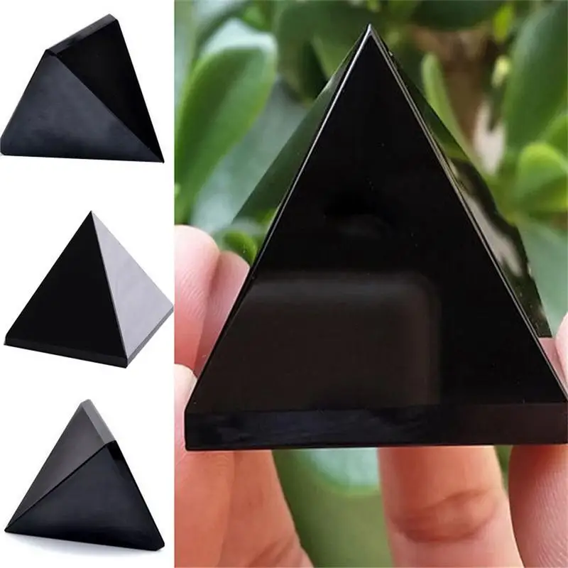 Pyramide en obsidienne noire pour salon, arrivée naturelle, énergie spirituelle, cristal pour la protection et la guérison, décoration de bureau à