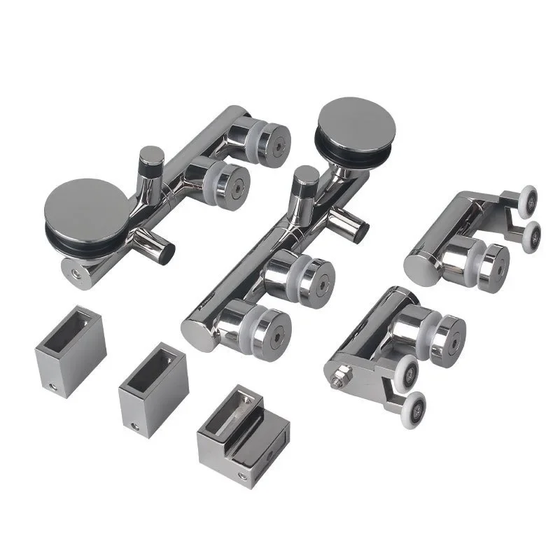 High-end shower room side sliding door pulley, rail roller, buffer pulley, bathroom glass sliding door hanging wheel matching