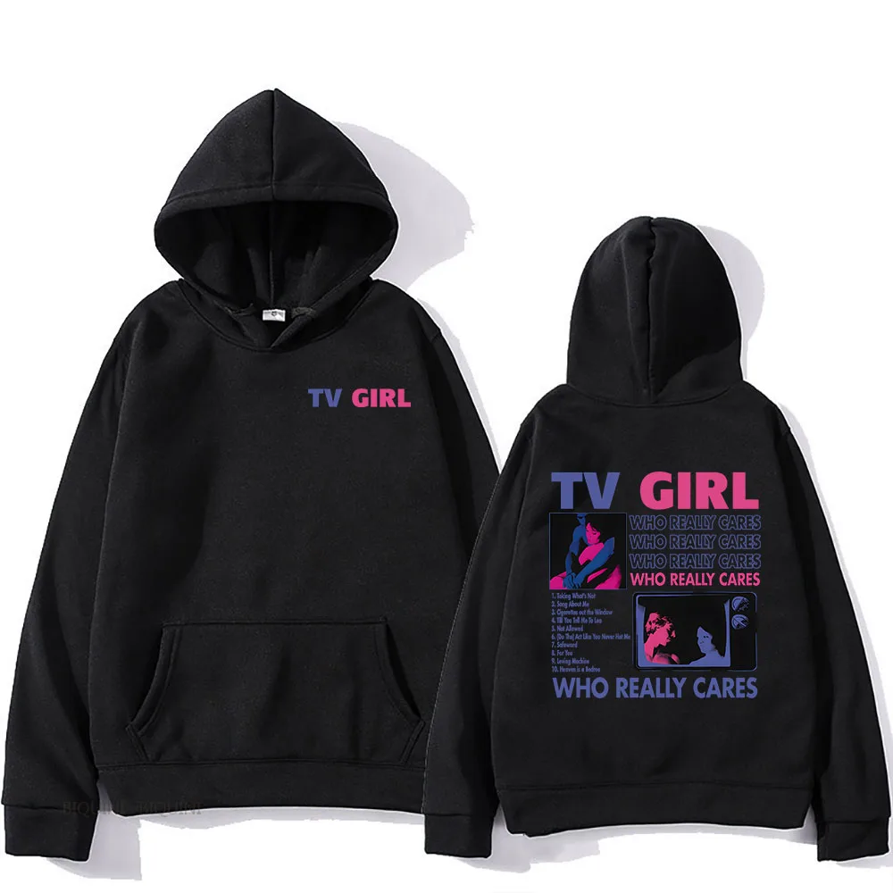 Hip Hop Streetwear TV Girl che si prende cura davvero delle felpe felpe con grafica in pile invernale manica lunga Casual uomo/donna Sudaderas