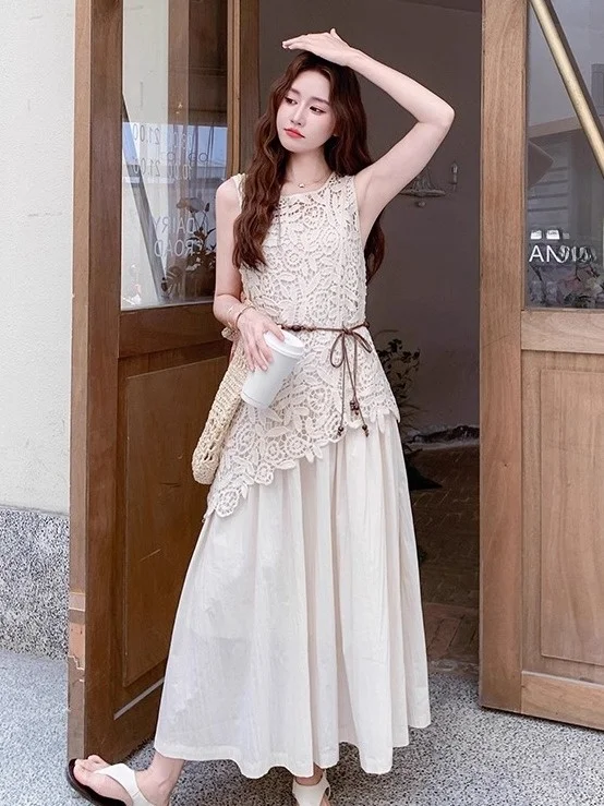 

Женский жилет с нерегулярным крючком и цветочным принтом, летний верхний кружевной вязаный топ, свободный трикотаж