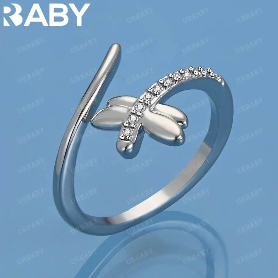 URBABY خاتم هندسي مفتوح من الفضة الإسترليني عيار 925 للنساء والرجال نعمة مجوهرات عصرية هدايا حفلات أعياد الميلاد