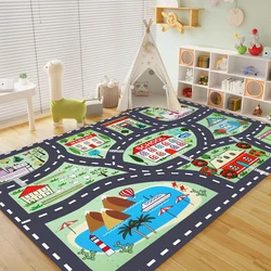 City Traffic Road Map Carpets for Living Room Car Track Bedroom Decoration Rug Children Kids Play Mat Non Slip Floor Mats tapete