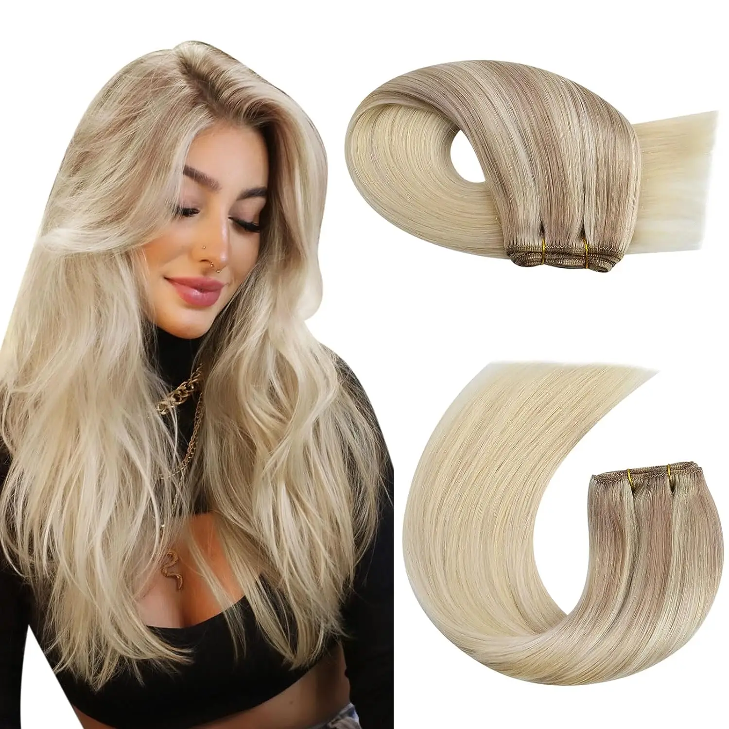 Moresoo Naai in Hair Extensions Weave Haar Menselijke Bundels Machine Remy Haar 100 Gram Dubbele Inslag Zacht Recht Menselijk Haar Inslag