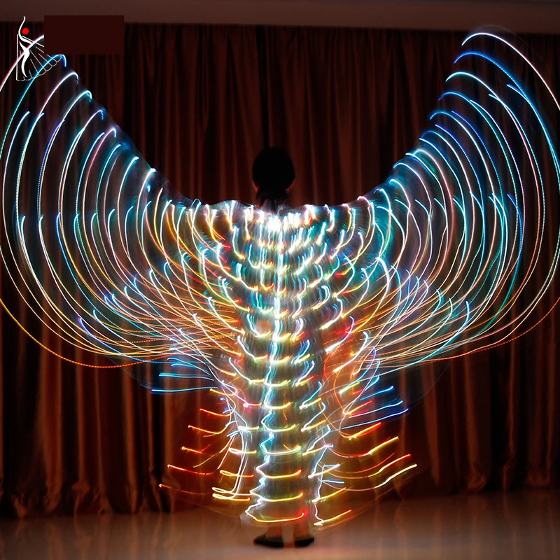 

Adult LED Dance Wings Butterfly Luminous Dance Props Color Fluorescent Show Belly Dance Cloak Wings with Sticks