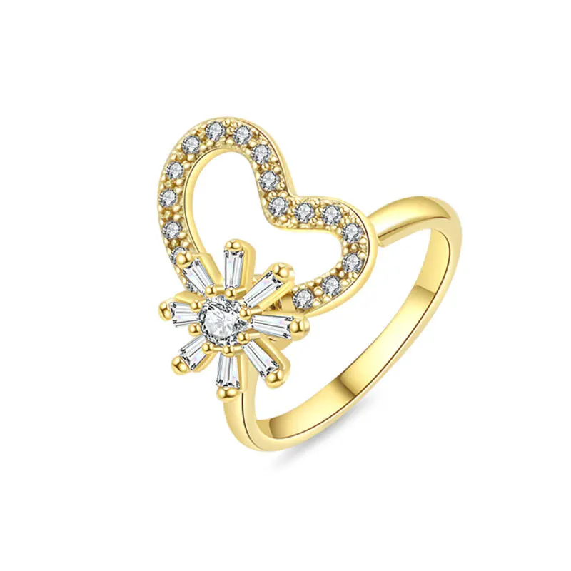 925 Sterling Silver Jewelry Crystal Snowflake Flower Heart Spinner Finger Rings for Women Wedding Party Jewelry Christmas Gift